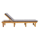 Folding Sun Lounger With Dark Grey Cushion Solid Acacia Wood