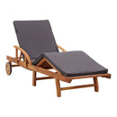 Sun Lounger With Cushion Solid Acacia Wood Oil Finish