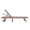 Folding Sun Lounger With Wheels Solid Teak And Textilene
