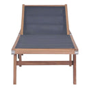 Folding Sun Lounger With Wheels Solid Teak And Textilene