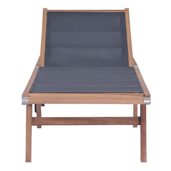 Folding Sun Lounger With Wheels Solid Teak And Textilene