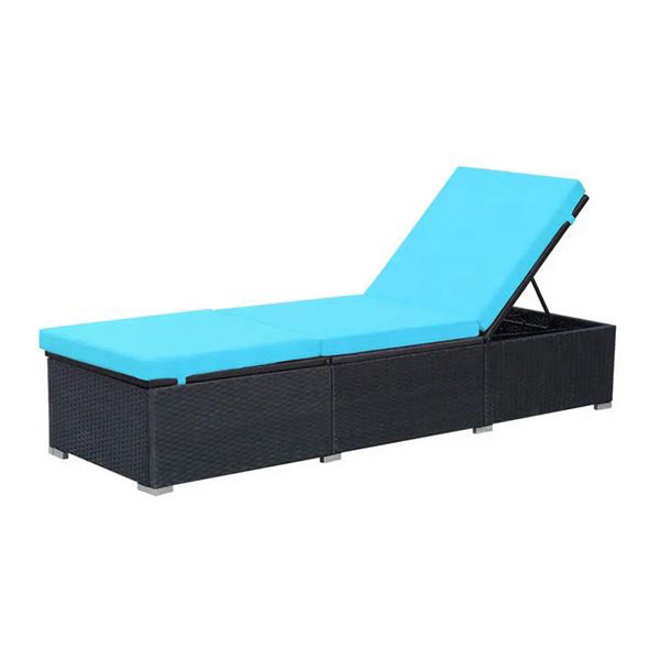 Sun Lounger With Cushion Pe Rattan Black