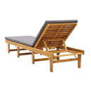 Folding Sun Lounger With Dark Grey Cushion Solid Acacia Wood