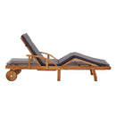 Sun Lounger With Cushion Solid Acacia Wood Oil Finish