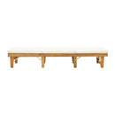 Folding Sun Lounger With Cream White Cushion Solid Acacia Wood