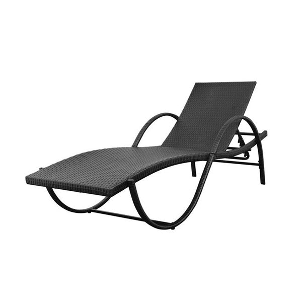 Sun Lounger With Cushion Poly Weather Resistant Pe Rattan