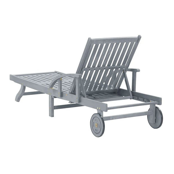 Garden Sun Lounger Grey Solid Acacia Wood