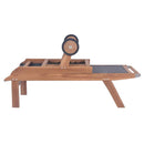 Folding Sun Lounger With Wheels Solid Teak And Textilene