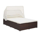 2 Person Sunbed With Cushion Poly Rattan Brown