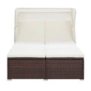 2 Person Sunbed With Cushion Poly Rattan Brown