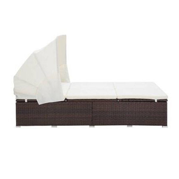 2 Person Sunbed With Cushion Poly Rattan Brown