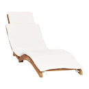 Folding Sun Lounger With Cream White Cushion Solid Teak Wood
