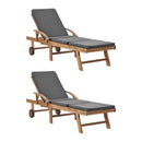 Sun Loungers With Dark Grey Cushions 2 Pcs Solid Teak Wood