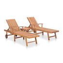 Sun Loungers 2 Pcs With Table Solid Teak Wood
