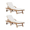 Sun Loungers With Cushions 2 Pcs Solid Teak Wood Cream