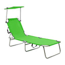 Folding Sun Lounger With Canopy Steel Apple Green