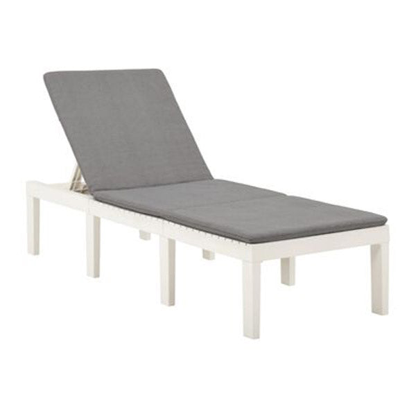 Sun Lounger With Anthracite Cushion Plastic White