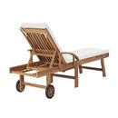 Sun Loungers With Cushions 2 Pcs Solid Teak Wood Cream
