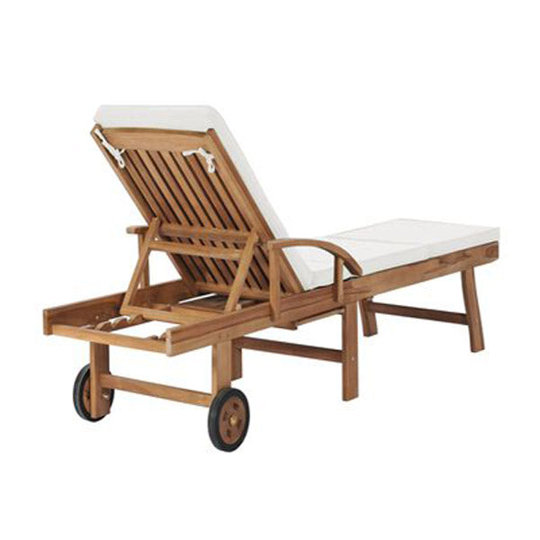 Sun Loungers With Cushions 2 Pcs Solid Teak Wood Cream