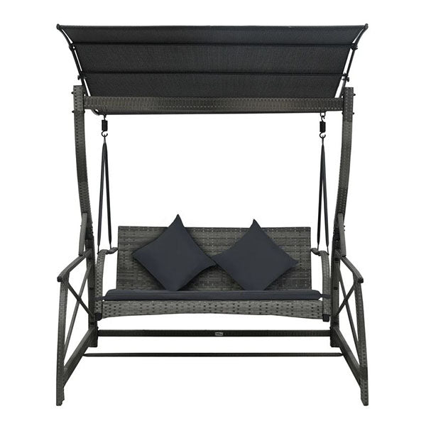 3 Seater Garden Swing Bench With Canopy Pe Rattan