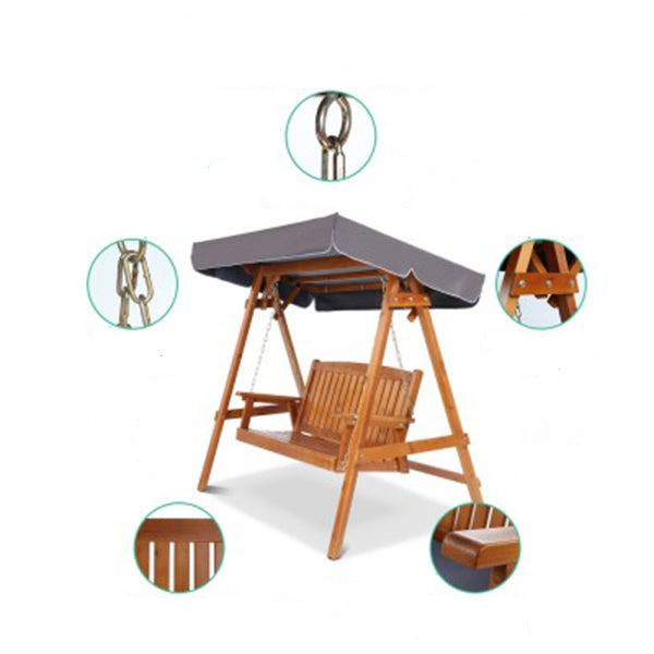 Wooden Swing Chair Garden Bench Canopy 3 Seater Outdoor Furniture