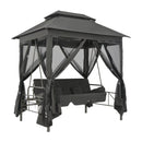 Outdoor Convertible Swing Bench With Canopy Anthracite Steel