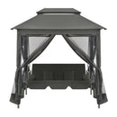 Outdoor Convertible Swing Bench With Canopy Anthracite Steel