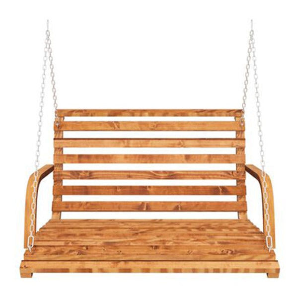 Swing Bench Solid Bent Wood With Teak Finish 91X130X58 Cm