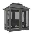 Outdoor Convertible Swing Bench With Canopy Anthracite Steel