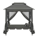 Outdoor Convertible Swing Bench With Canopy Anthracite Steel