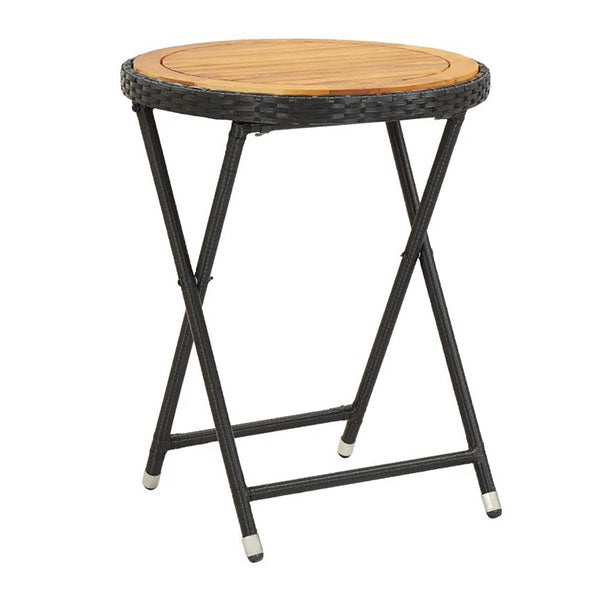 Tea Table 60 Cm Poly Rattan And Solid Acacia Wood
