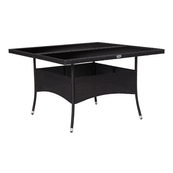 Outdoor Dining Table Pe Rattan And Glass