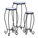 Mosaic Tables 3 Pcs Blue And White Ceramic