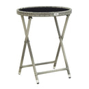 Tea Table 60 Cm Poly Rattan And Tempered Glass