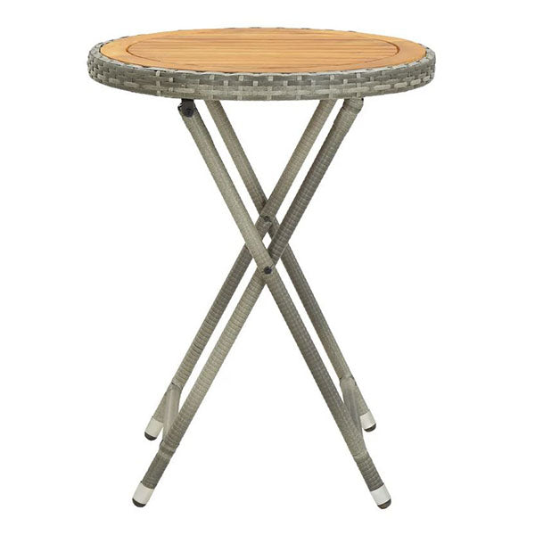 Tea Table 60 Cm Poly Rattan And Solid Acacia Wood