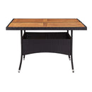 Outdoor Dining Table Black Poly Rattan And Solid Acacia Wood