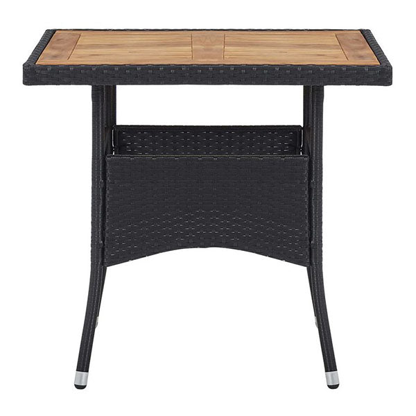 Outdoor Dining Table Pe Rattan And Solid Acacia Wood