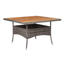 Outdoor Dining Table Black Poly Rattan And Solid Acacia Wood