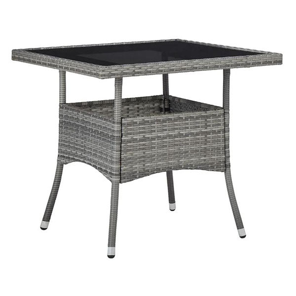 Outdoor Dining Table Black Poly Rattan And Tempered Glass