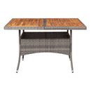 Outdoor Dining Table Black Poly Rattan And Solid Acacia Wood