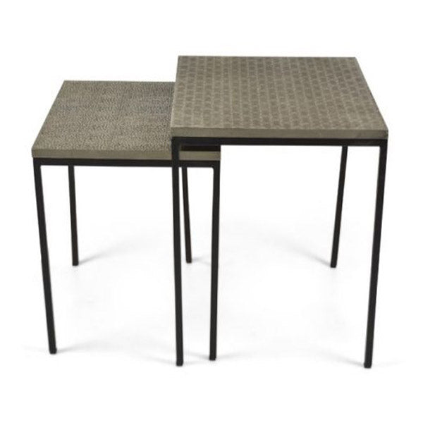 2 Piece Iron Square Table Set Silver And Black