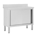 Work Table With Sliding Doors 120X50X95 Cm Stainless Steel