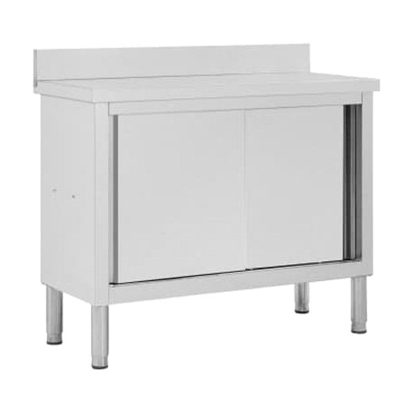 Work Table With Sliding Doors 120X50X95 Cm Stainless Steel
