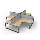 Infinite 4 Person Cornerstation W Screens 3630 X 3630 X 1200Mm Oak Blk