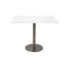 Quad Flat Disc Base Table Natural White Stainless Steel