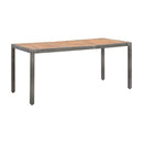 Garden Table Grey 190X90X75 Cm Poly Rattan And Solid Acacia Wood