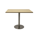 Quad Flat Disc Base Table Natural Oak Stainless Steel