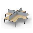 Infinite 4Person Corner W Screens 3630X3030X1200Mm Profile Leg Oak Blk