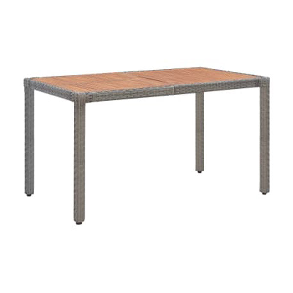 Garden Table Grey 150X90X75 Cm Poly Rattan And Solid Acacia Wood