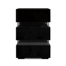 Bedside Table Side Unit Led Lamp 3 Drawers Nightstand Gloss Furniture